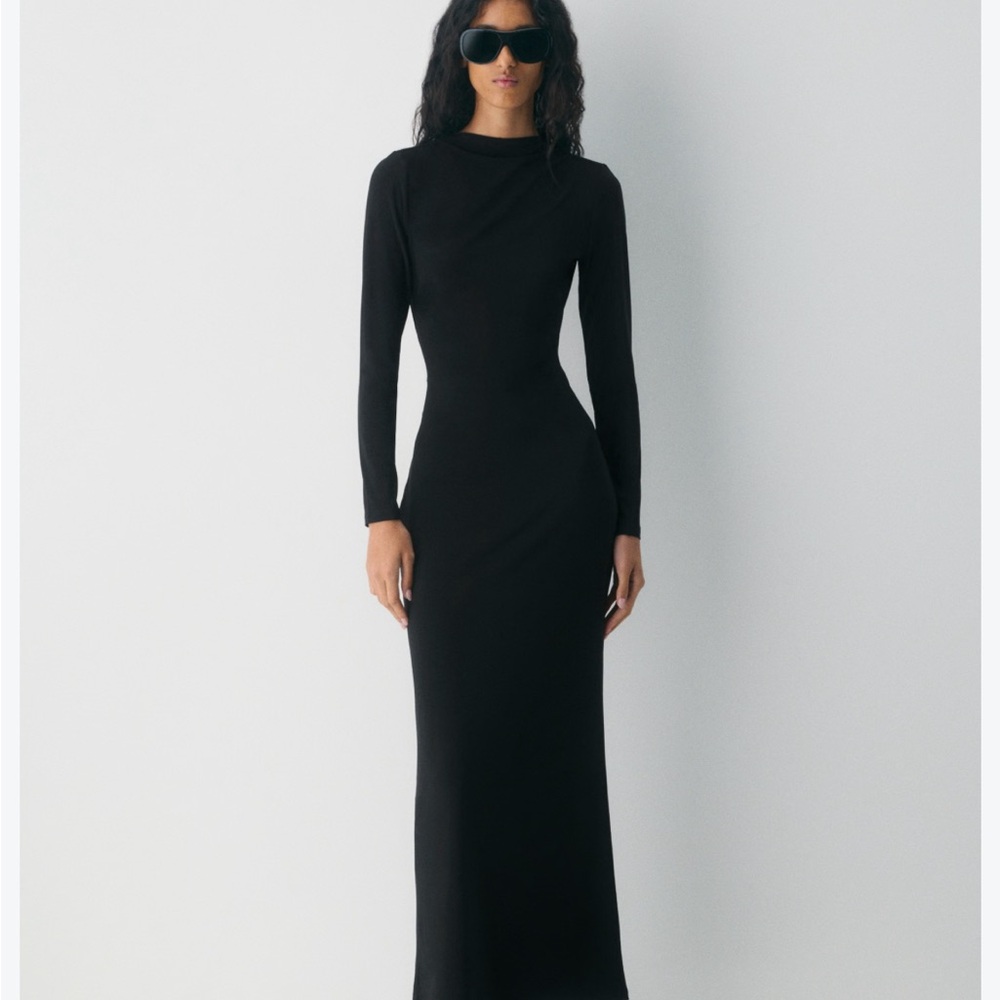 Lulus Sensational Soiree Mesh Long Sleeve Body Con Mdi Dress Size XL NWT